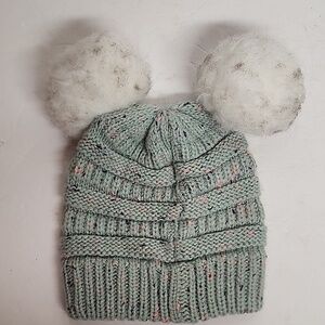 D&Y David And Young Kids Adirable Knit Hat with Pom-Poms - Light Green